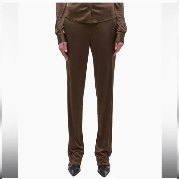 NWT HELMUT LANG fluid car trousers Pants Size L Brown Mushroom - Picture 5 of 14
